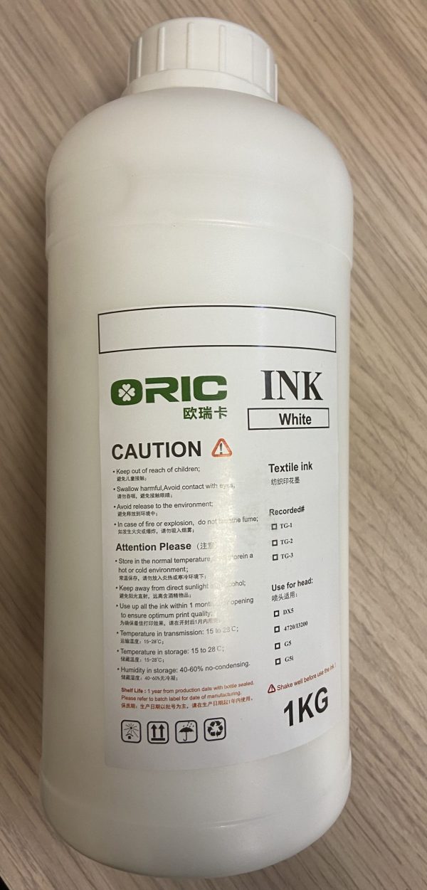 Чернила текстильные ORIC для DTF печати, White HD (Белый high density), 1л